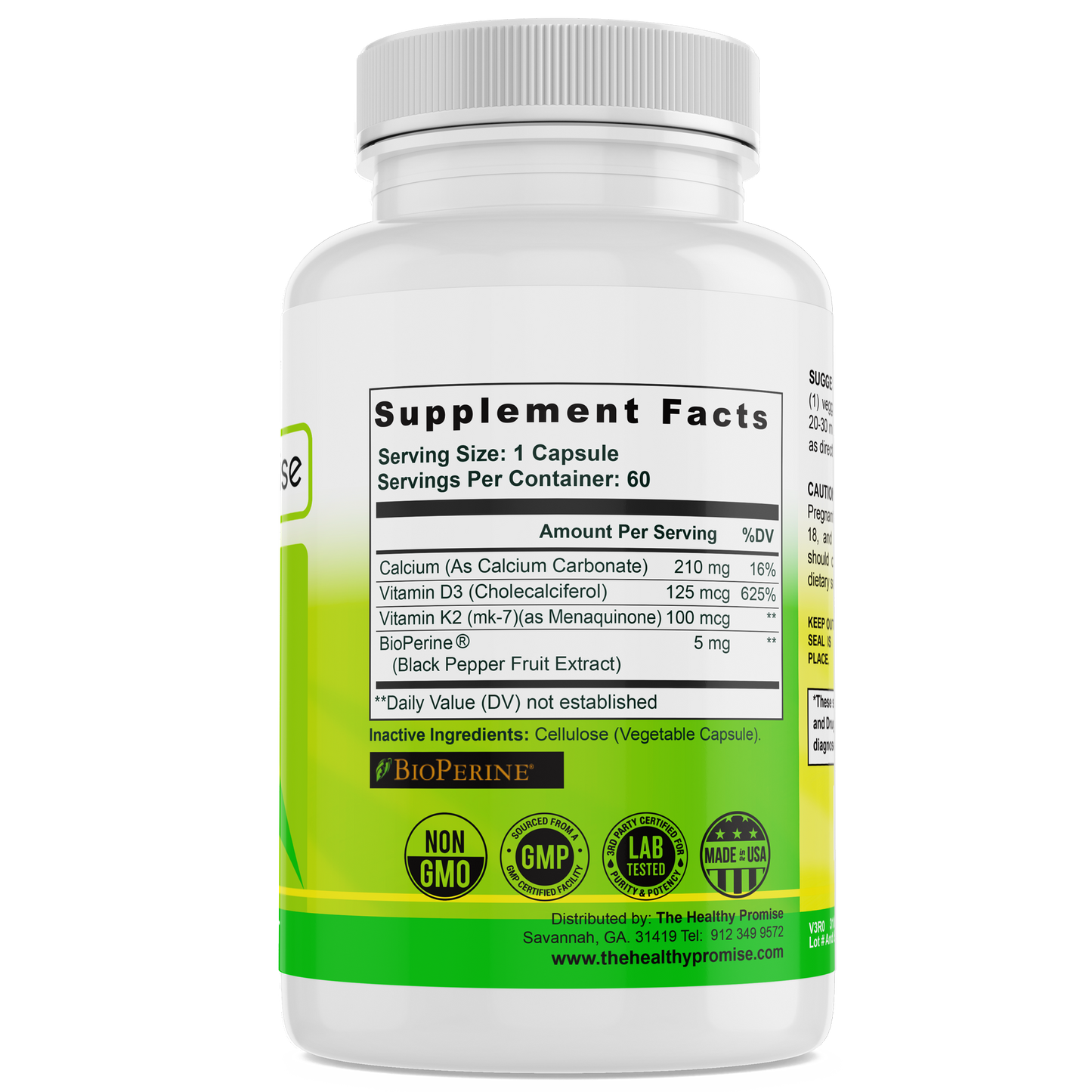 Vitamin D3 With K2 - Vegetable Capsule - 60 Count