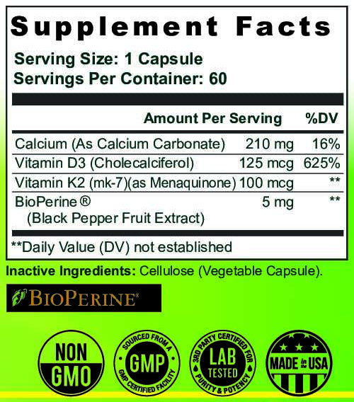 Vitamin D3 With K2 - Vegetable Capsule - 60 Count