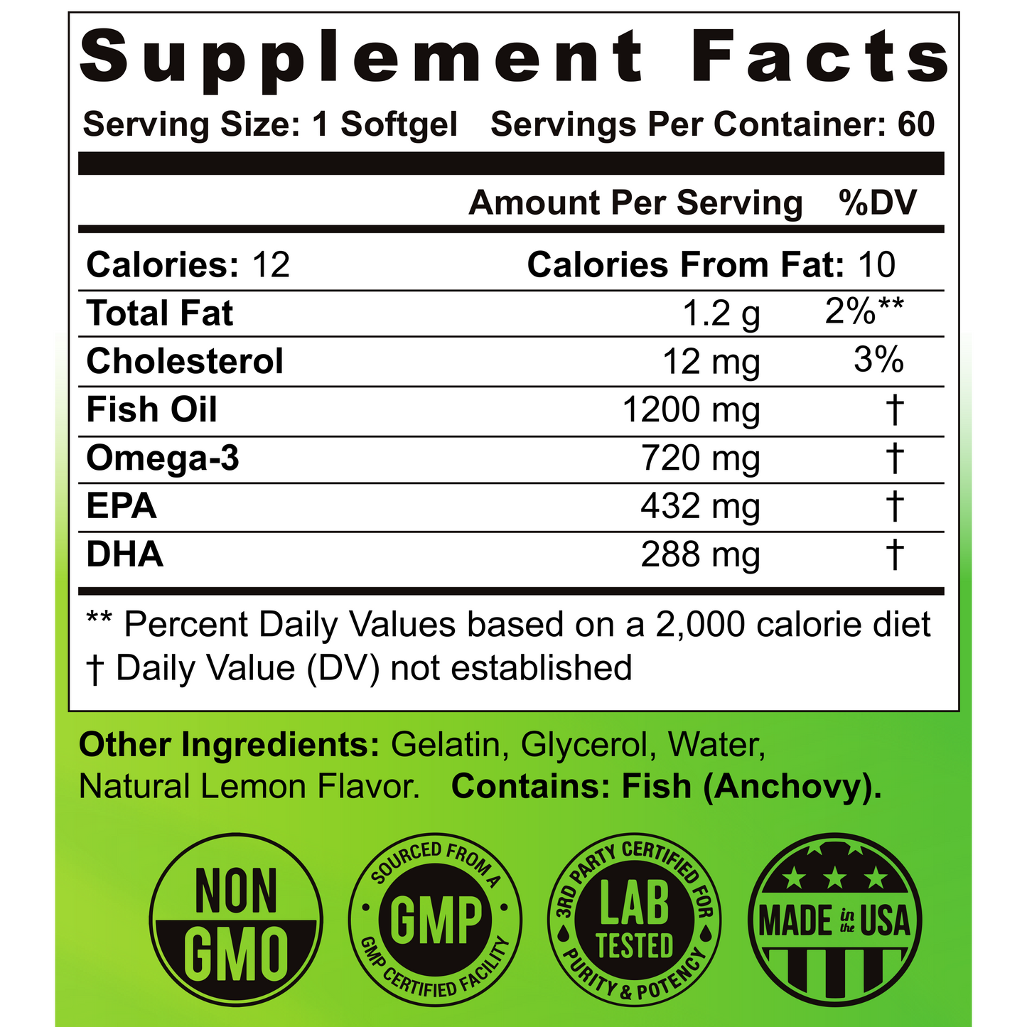 the healthy promise omega 3 fish oil dietary supplement facts large view