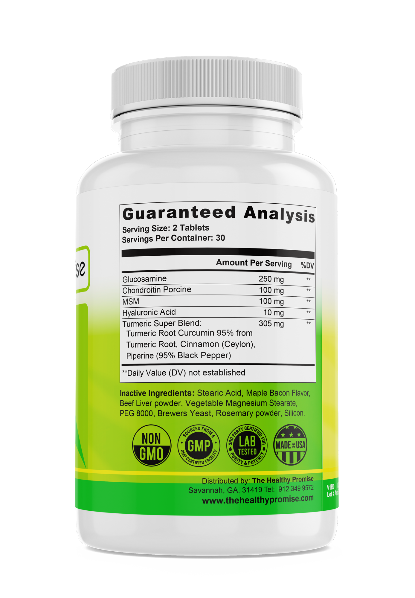the healthy promise pet hip joint turmeric dietary vitamin bottle supplement facts
