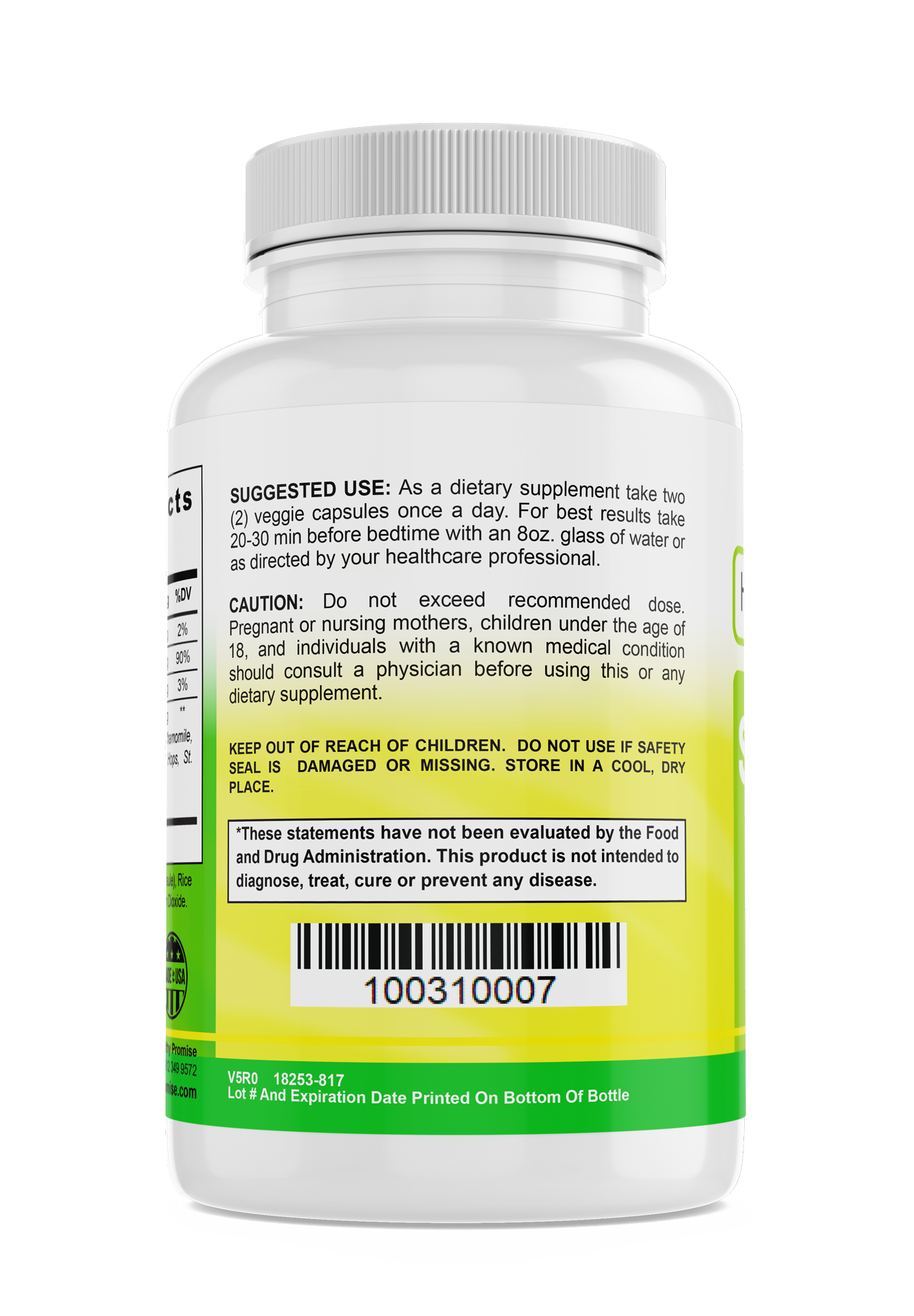 the healthy promise sleep formula dietary vitamin supplement bottle suggested use
