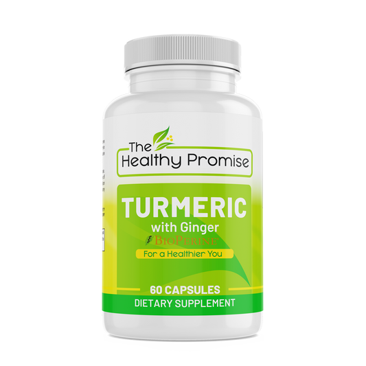 the healthy promise turmeric ginger dietary vitamin supplement bottle front view