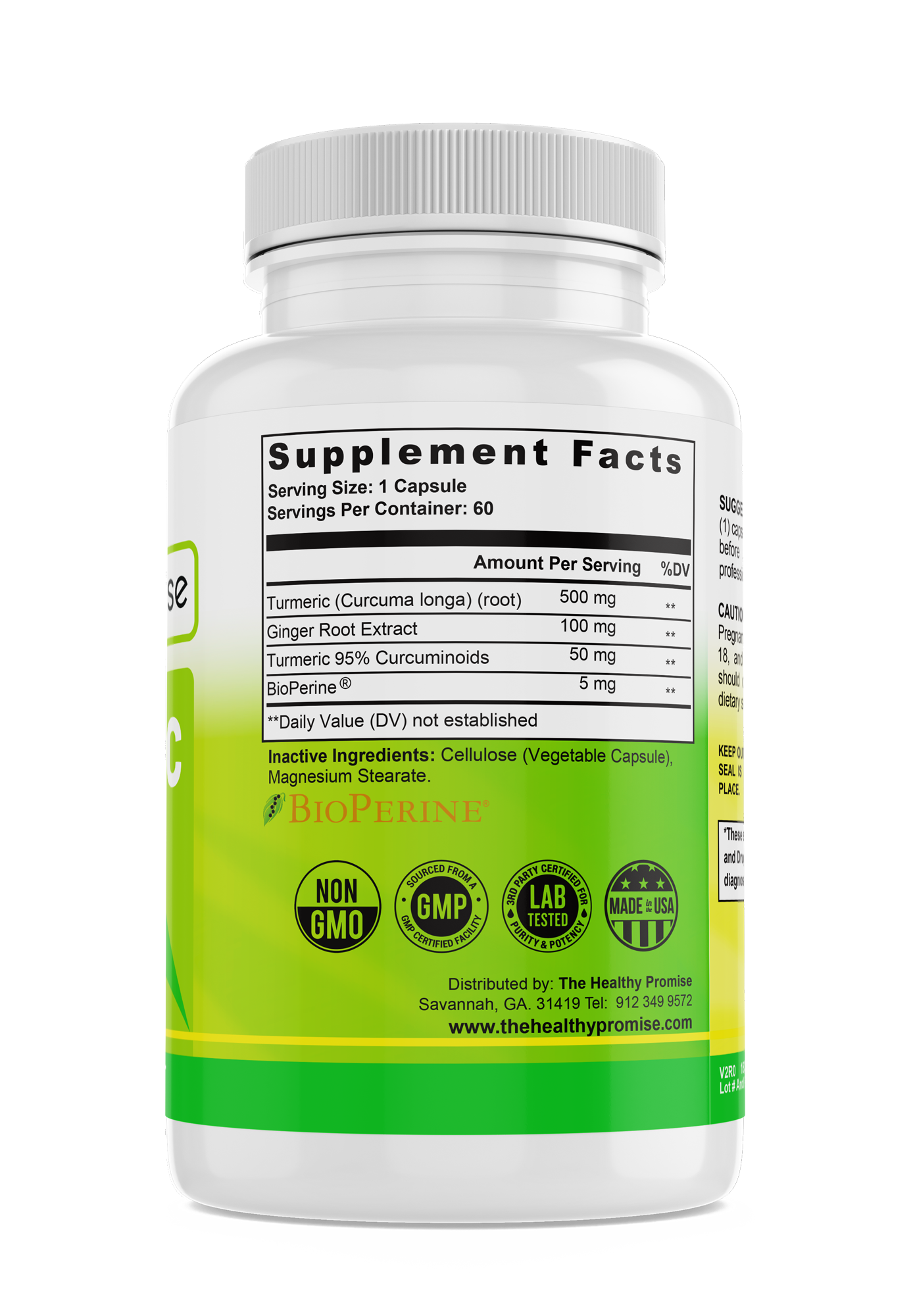 the healthy promise turmeric ginger dietary vitamin bottle supplement facts