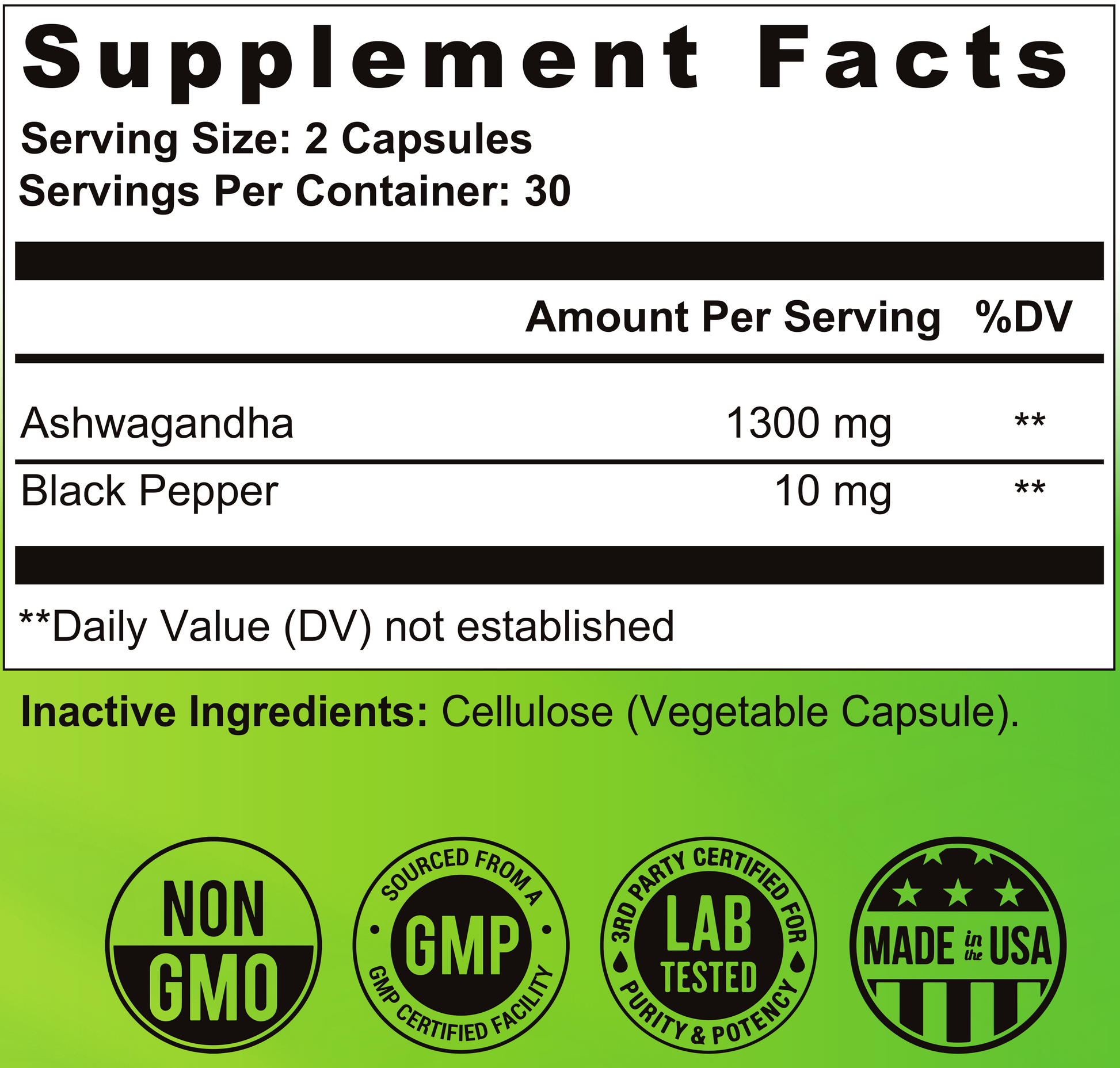 the healthy promise ashwagandha dietary vitamin supplement facts large view