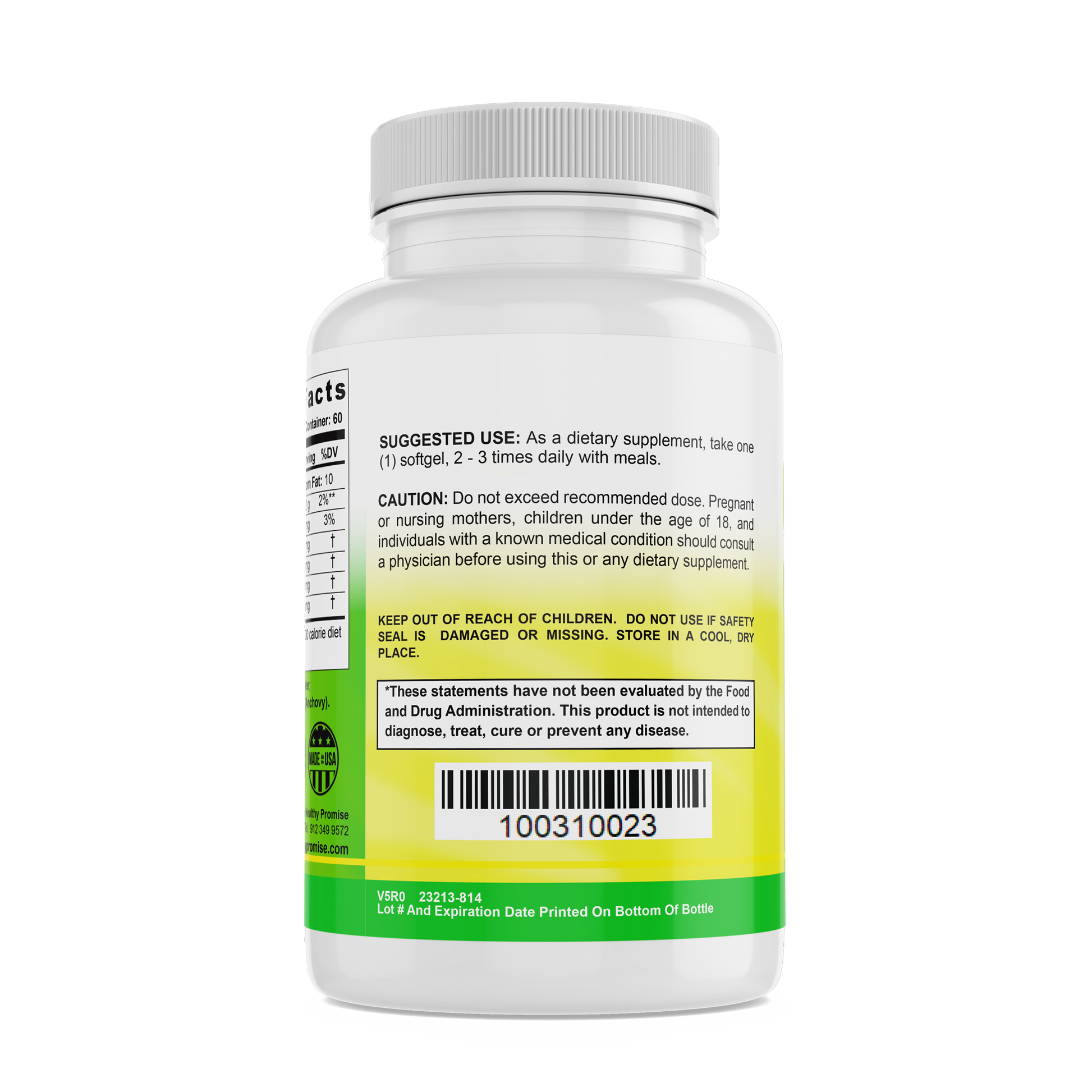 the healthy promise omega 3 fish oil dietary supplement bottle suggested use